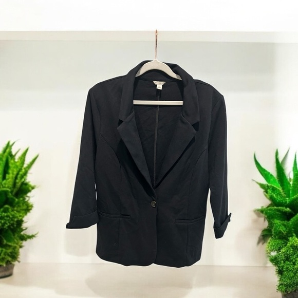 Est 1946 Jacket Womens Large Blazer Stretch Single Breasted 1 Button Black - Picture 1 of 4